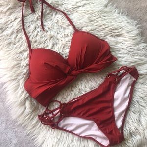 ⚡️4 for $25!⚡️ Shade & Shore Halter Push Up Dark Red Bikini